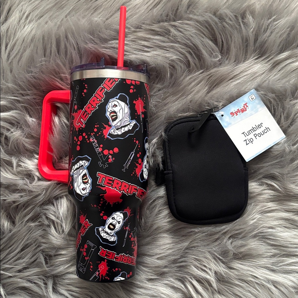 The Terrifier 40oz Tumbler with zip pouch